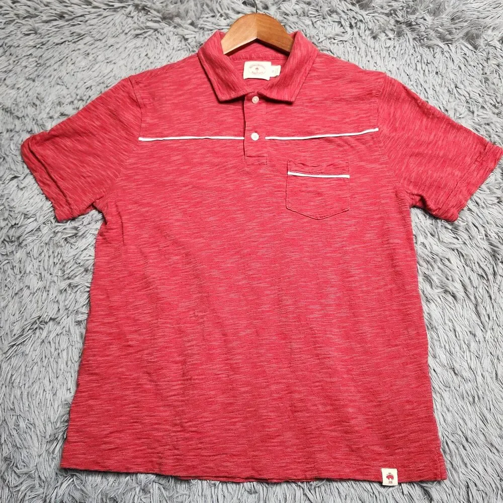 Brooks Brothers Red Fleece Polo‎ Shirt Mens Medium Pocket Piping Casual Golf Top